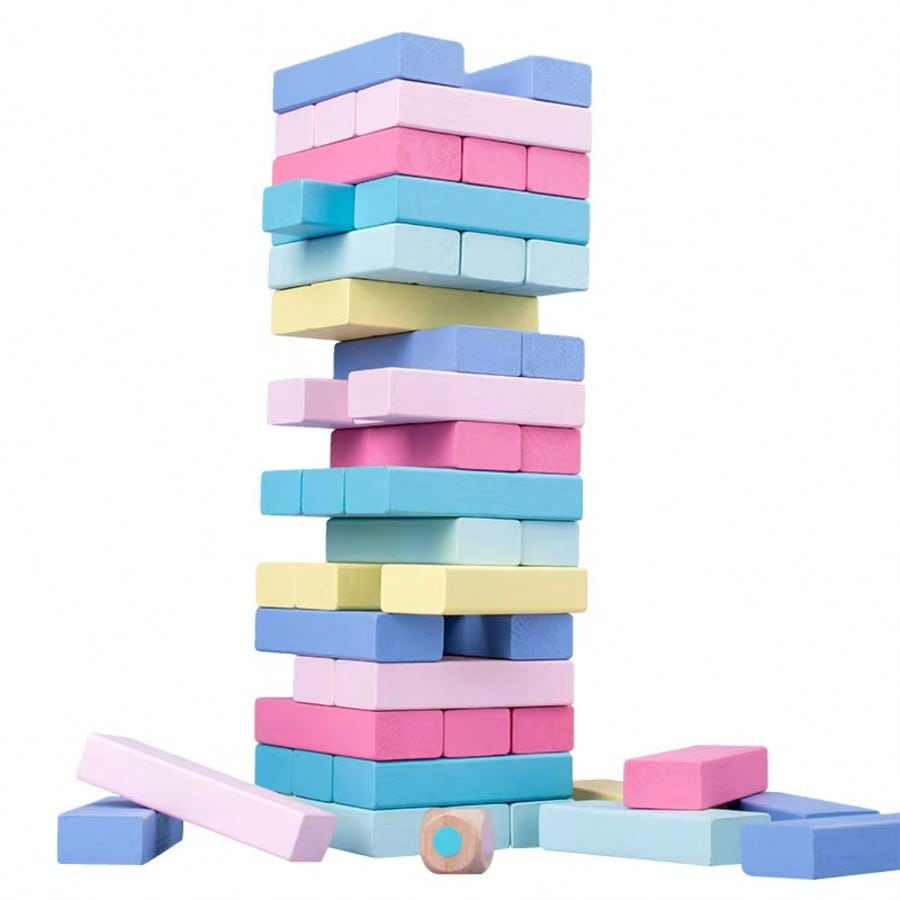 Kids Education Number - เกมตัวต่อไม้ซ้อนและล้ม, บล็อกไม้หลากสีมีตัวเลข 51 ชิ้น, เกมตัวต่อไม้ทรงตัวแบบคลาสสิก, ของเล่นตั้งโต๊ะสำหรับงานปาร์ตี้ในครอบครัว,